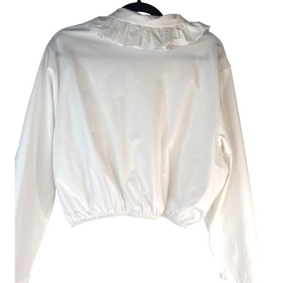 2/$30 ZARA Medium Ruffle Collar Long Sleeve Blouse White - Picture 11 of 15